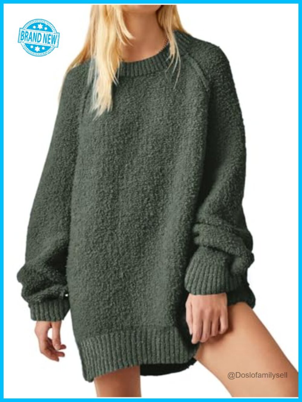Womens Oversized Fuzzy Knit Sweater Long Sleeve Tunic Pullover